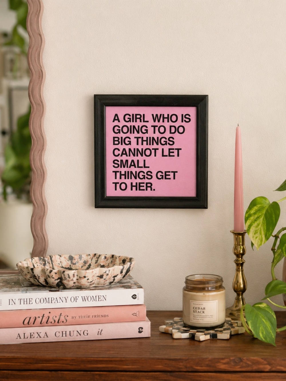 Vintage Style Pink Feminist Quote Wall Art A Girl Who Is Going to Do Big Things